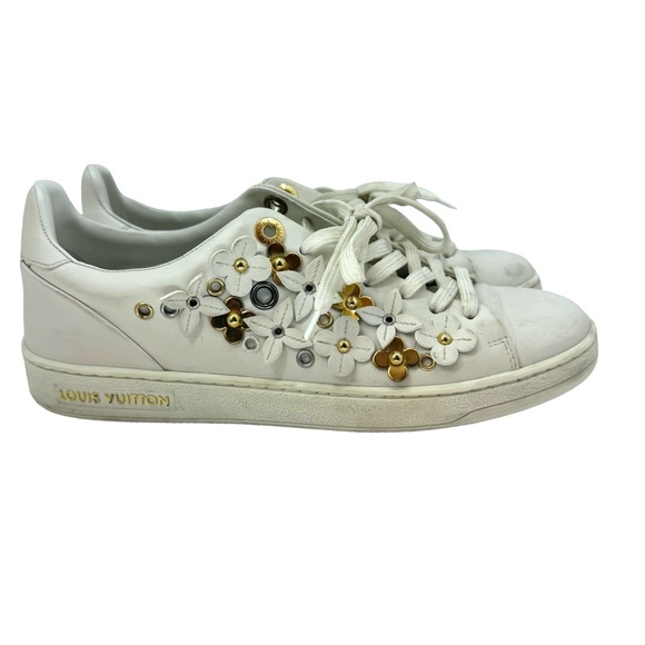 Auth Louis Vuitton Frontrow Blooming Blossom Floral Sneakers 37 7 - Picture 1 of 9